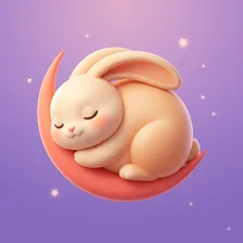 Napbun app icon: a sleeping bunny curled on a crescent moon